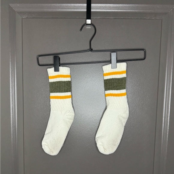 🔥🔥🔥 American Trench Olive & Gold Retro Strip Crew Socks | Vintage Vibes - Picture 1 of 11